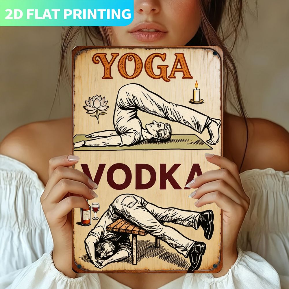 빈티지 금속 간판, 단일 패널, 요가와 보드카: 7.8 - Home Gym Yoga 리뷰 및 가격
