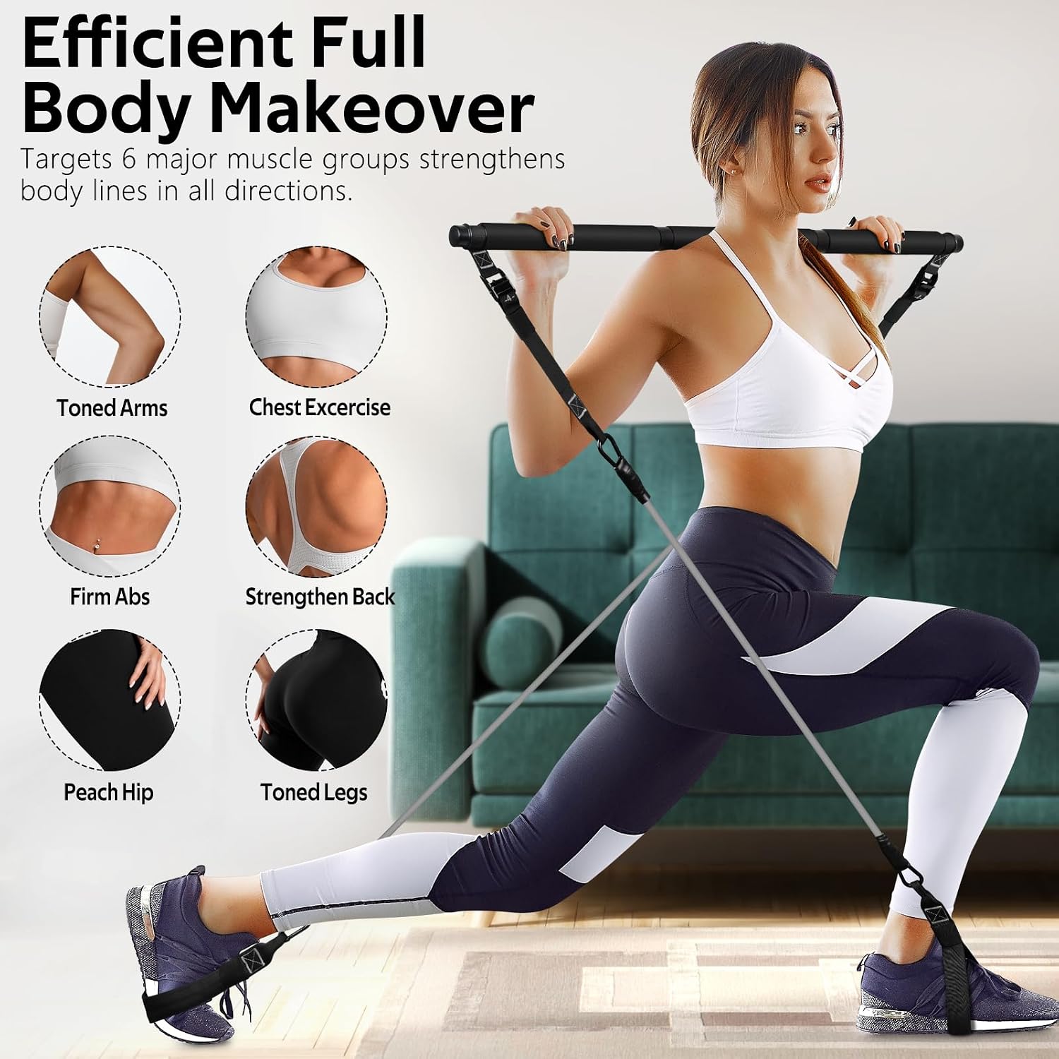 운동 바 피트니스 저항 밴드 세트, 필라테스 요가 당김 - Home Gym Equipment Set 리뷰 및 가격