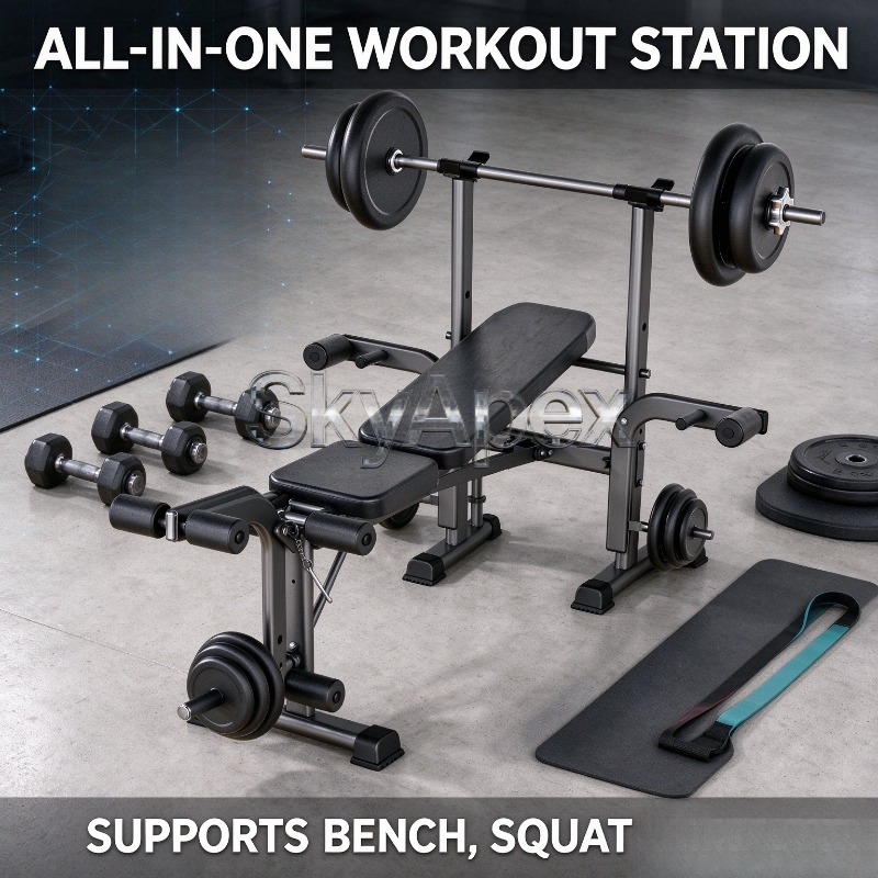 새로운 다기능 올인원 접이식 웨이트 벤치, 스쿼트 랙, - All In One Gym Home Equipment 리뷰 및 가격